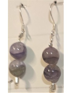 2 Charoites 8mm boucles pendantes 2
