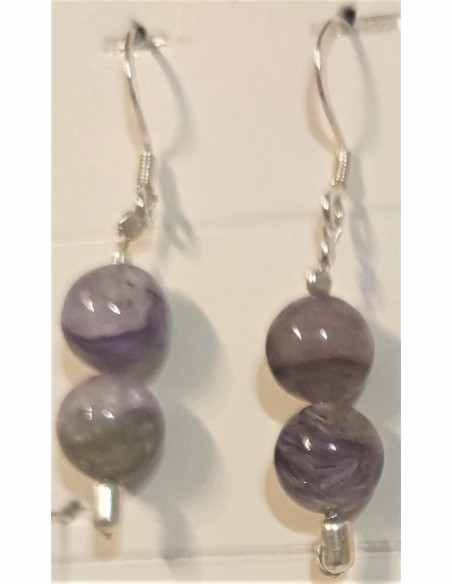2 Charoites 8mm boucles pendantes