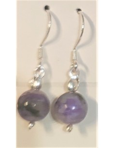 Boucles charoite 8mm pendantes 2