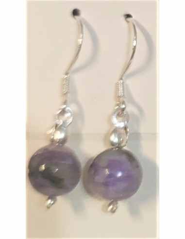 Boucles charoite 8mm pendantes