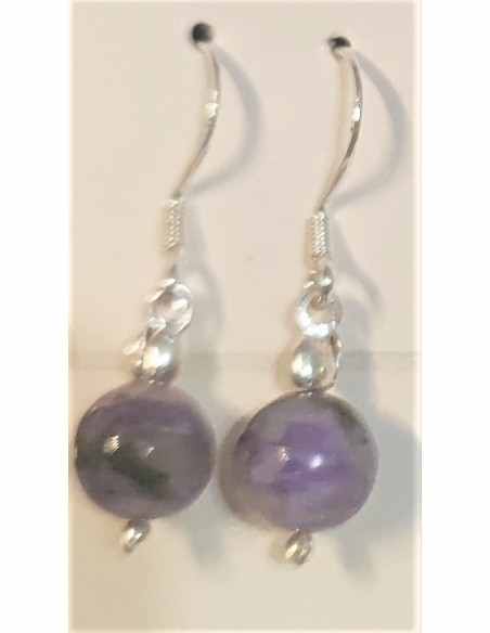 Boucles charoite 8mm pendantes