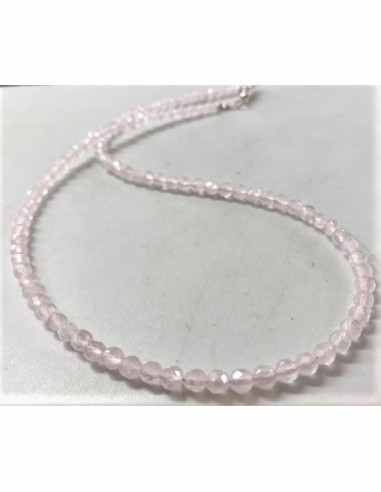 Collier quartz rose 4mm facettees