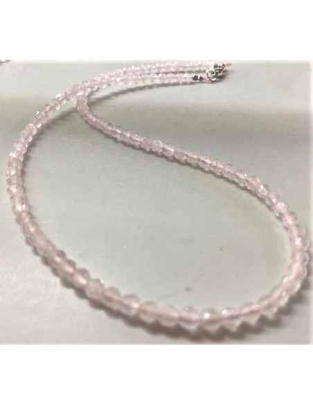 Collier quartz rose 4mm facettees