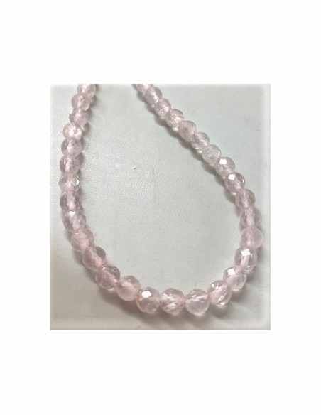 Collier quartz rose 6mm facettees