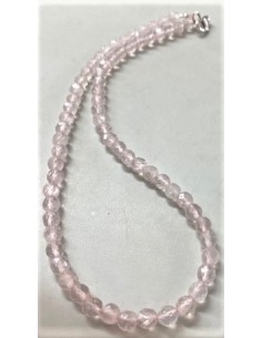 Collier quartz rose 6mm facettees 2