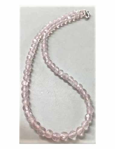 Collier quartz rose 6mm facettees