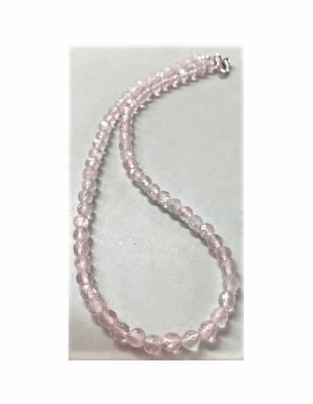 Collier quartz rose 6mm facettees