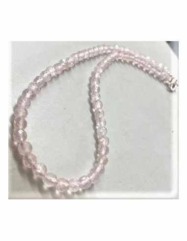 Collier quartz rose 6mm facettees