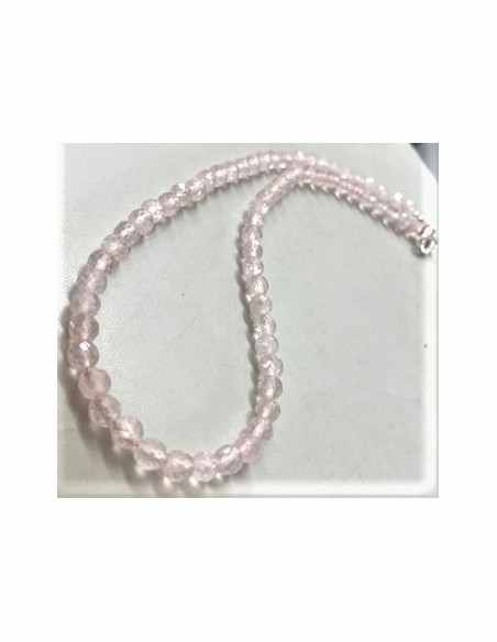Collier quartz rose 6mm facettees