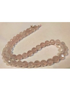 Collier quartz rose 8mm facettees