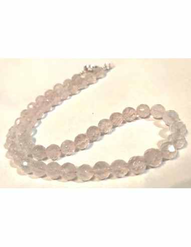 Collier quartz rose 8mm facettees