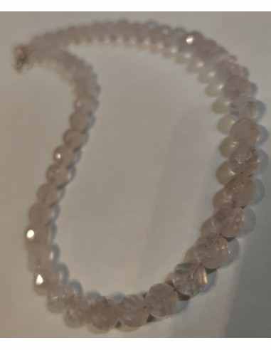 Collier quartz rose 8mm facettees