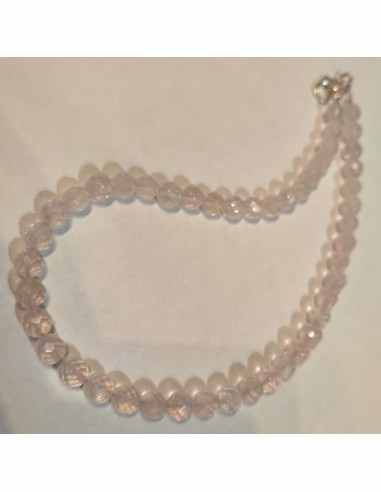 Collier quartz rose 8mm facettees