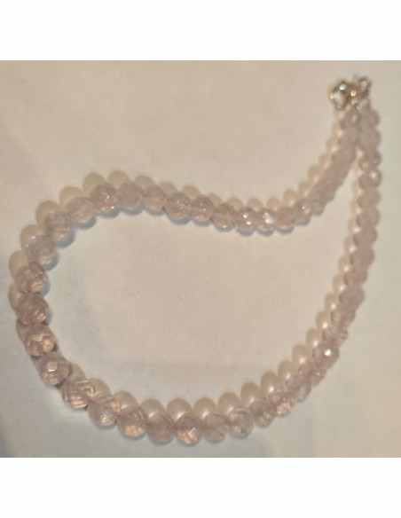 Collier quartz rose 8mm facettees
