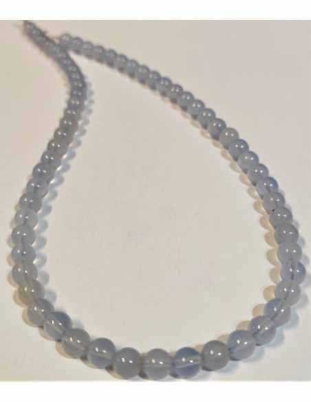 Agate bleue 6mm collier