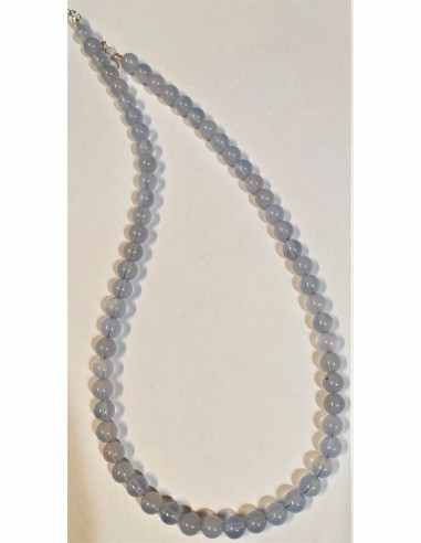 Agate bleue 6mm collier