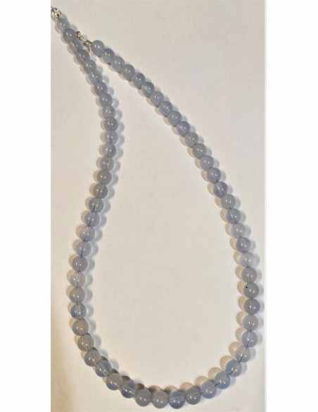 Agate bleue 6mm collier