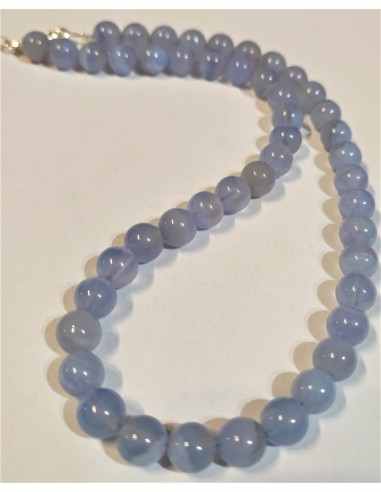 Agate bleue 8mm collier