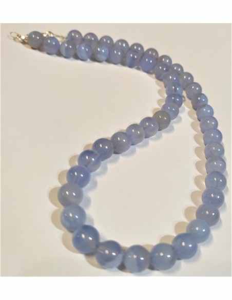 Agate bleue 8mm collier
