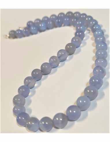 Agate bleue 8mm collier