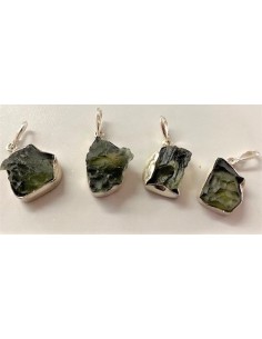 Moldavite pendentif argent