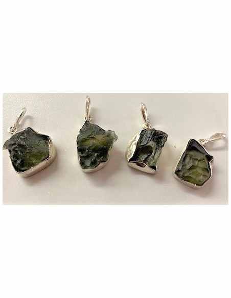 Moldavite pendentif argent
