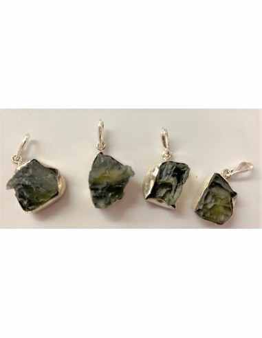Moldavite pendentif argent