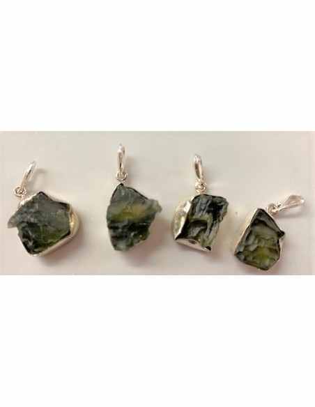 Moldavite pendentif argent