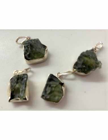 Moldavite pendentif argent