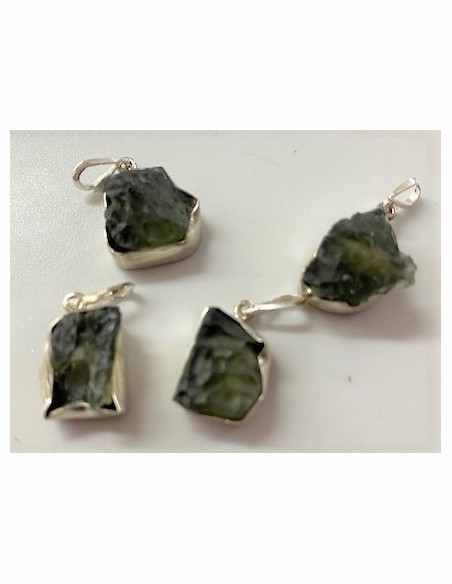 Moldavite pendentif argent