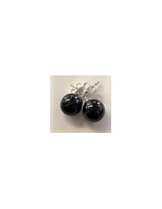 Boucles Tourmaline noire 6mm pouces argent