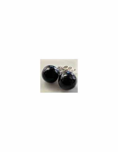 Boucles Tourmaline noire 6mm pouces argent