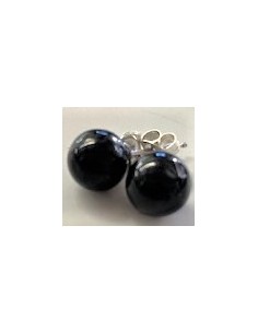 Boucles Tourmaline noire 8mm pouces argent