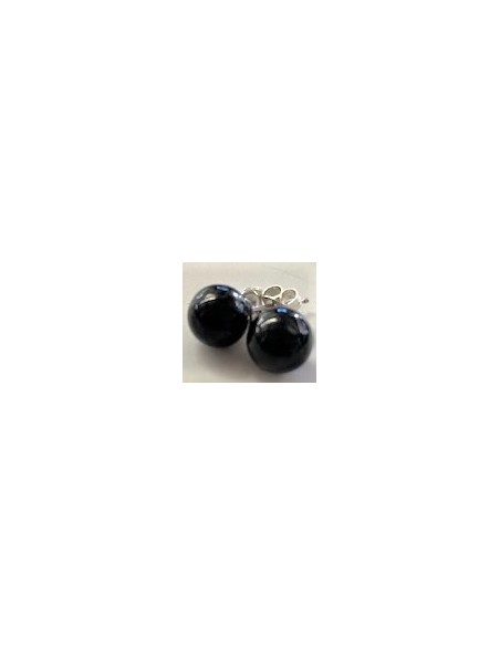 Boucles Tourmaline noire 8mm pouces argent