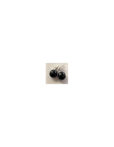 Boucles Tourmaline noire 8mm pouces argent