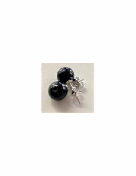Boucles Tourmaline noire 8mm pouces argent