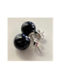 Boucles Tourmaline noire 6mm pouces argent 2