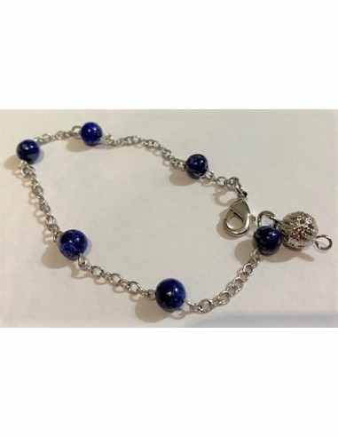 Bracelet lapis lazuli 6mm argent