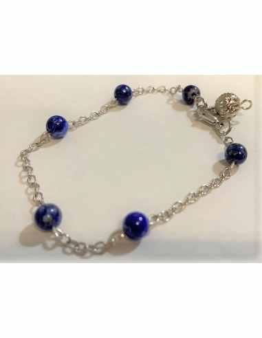 Bracelet lapis lazuli 6mm argent