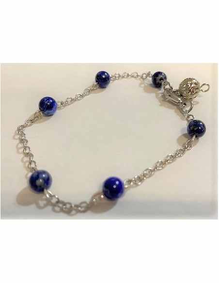 Bracelet lapis lazuli 6mm argent
