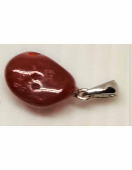 Pendentif Opale de feu rouge 12mm