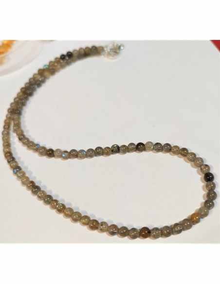 Collier Labradorite 4mm liens argent