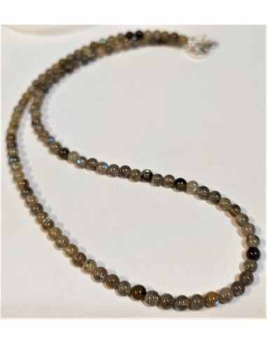 Collier Labradorite 4mm liens argent