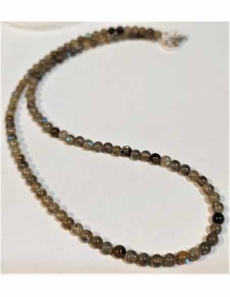 Collier Labradorite 4mm liens argent