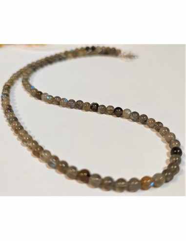 Collier Labradorite 4mm liens argent