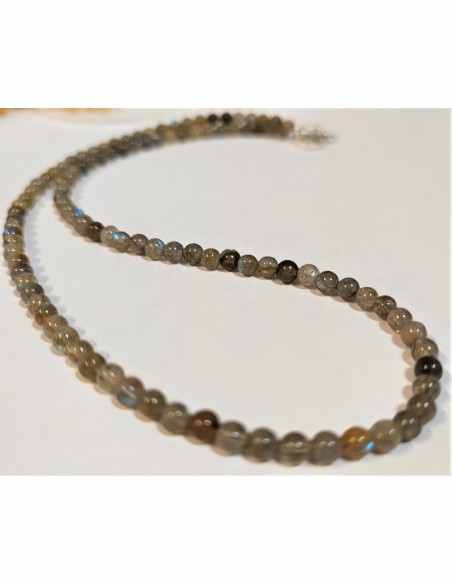 Collier Labradorite 4mm liens argent