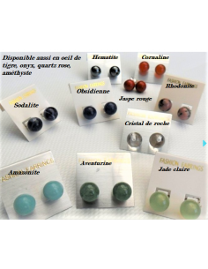 Boucles d'oreilles pierres 8mm pouces