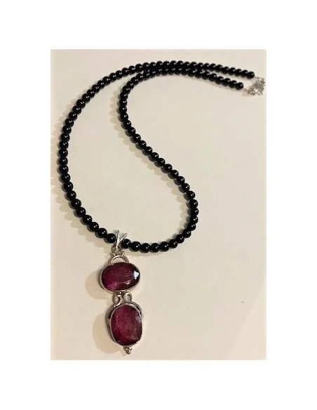 Rubis et tourmaline noire Collier