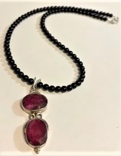 Rubis et tourmaline noire Collier 2