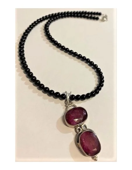 Rubis et tourmaline noire Collier